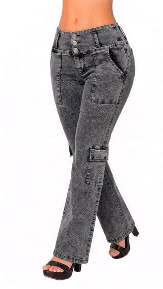 Jeans Cargo Bota Recta 52778PAR-N - Gris