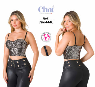 Crop Top Glam 7B6444C - Negro