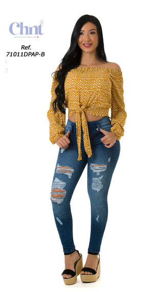 Gentrina Jeans Levantacola Bota Skinny 71011DPAP-B - Azul Oscuro