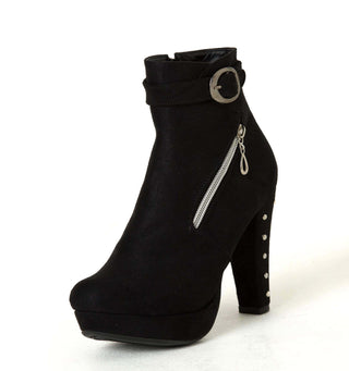 Botines tacon alto con  hebilla y tachuelas 5C1491BTA - Negro