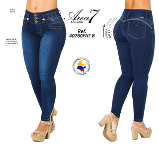 Jeans Levantacola 40760PAT-B - Azul Oscuro