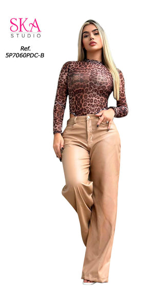 Pantalon Efecto cuero 5P7060PDC-B - Negro