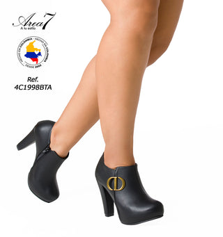 Botines Elegantes con Hebilla Dorada 4C1998BTA - Negro