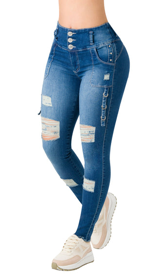 Jeans LevantaCola Skinny Destroyer 21468DPAT-N - Azul Oscuro