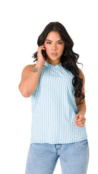 Blusa Cuello Halter 4B6011B - Azul