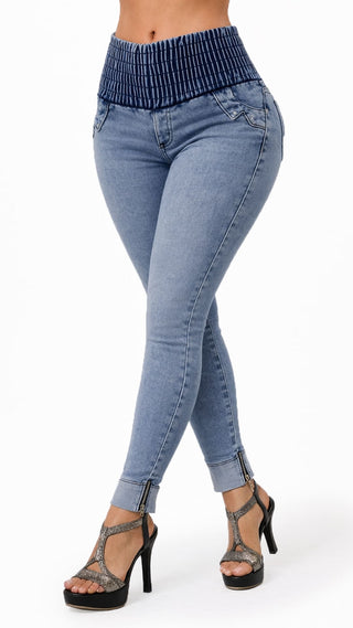 Jeans Pretina Elastica bota Tobillero 52728PET-B - Azul