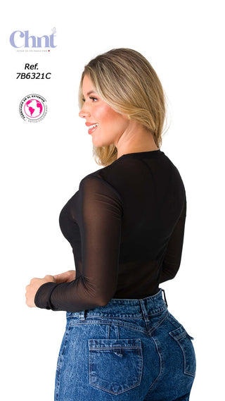 Crop Top Mesh 7B6321C - Negro