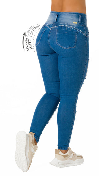 Jean Push up Destroyed Ska 52624DPAT-B - Azul Medio