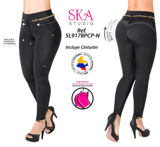 Leggings Levanta Cola Pretina Control 5L917BPCP-N - Negro