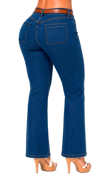 Jeans Rigido  bota Recta 52809PDR-B - Azul