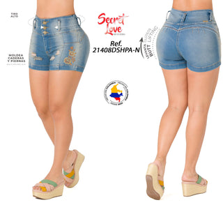 Short Levanta Cola Secret Love 21408DSHPA-N - Azul Medio