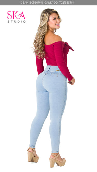Aguistin Jeans Levantacola Bota Skinny 50564P-N - Azul Claro