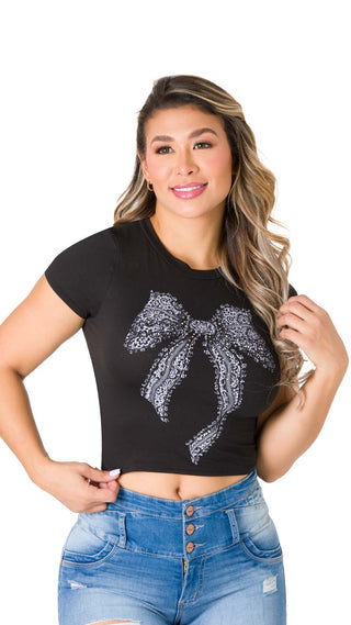 Camiseta Con Moño 4B6418C - Negro