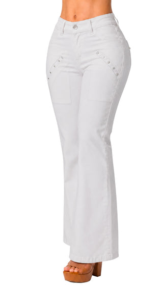 Jeans Moda Bota Recta 52772PDR-B - Blanco