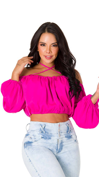 Blusa Cuello Bandeja 2B6502C - Fucsia