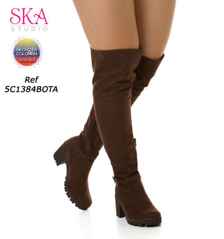 Calzado Modelo Tacon Ancho 5C1384BOTA - Cafe