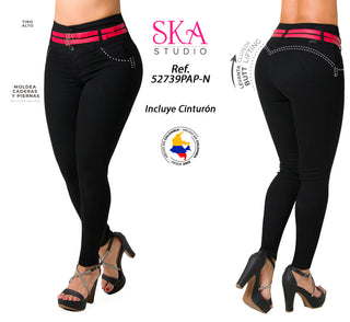 Jeans Levantacola 52739PAP-N - Negro