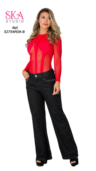 Jeans Rigido Bota Recta 52754PDR-B	 - Negro