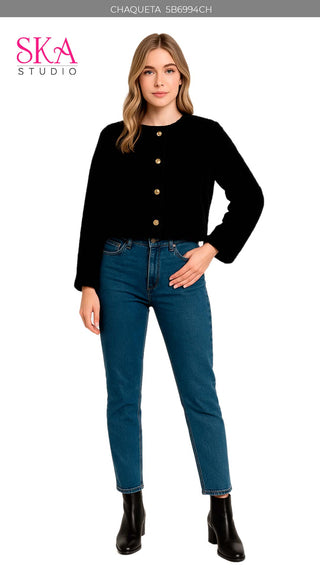 Chaqueta Cuello Redondo 5B6994CH - Negro