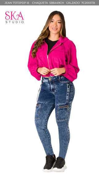 Hoodie con Cierre 5B6449CH - Fusia