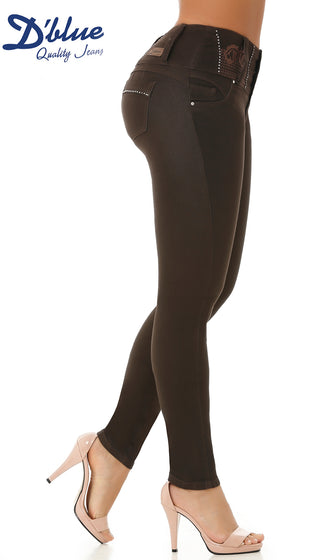 Jean Tiro Alto Cotilla Corazón Dark Brown 30062PAP-B