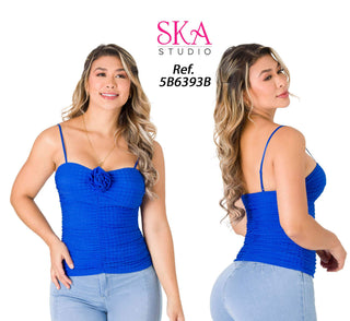 Blusa Corazon Con Tiras 5B6393B - Azul