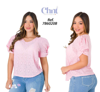 Blusa Mangas Abullunadas 7B6020B - Rosado