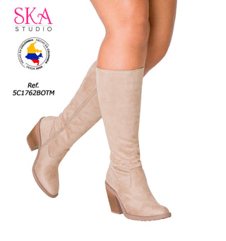 Botas Largas Con Tacón Ancho 5C1762BOTM - Beige