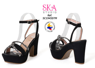 Sandalias de Tacon Medio Casual 5C1945STM - Negro