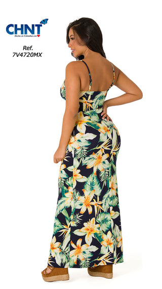 Vestido Maxi Con Estampado De Flores 7V4720MX - Estampado