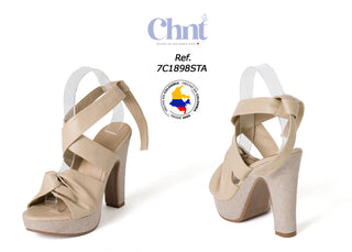 Sandalia Tacon Ancho 7C1898STA - Beige