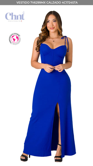 Vestido Maxi 7V6299MX - Azul