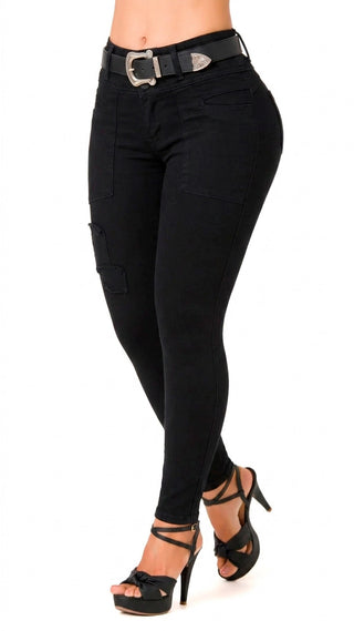 Jeans Moda levantacola  52793PAT-B - Negro