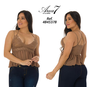 Blusa Escote V 4B4537B - Cocoa
