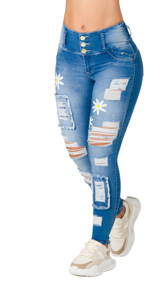 Jean Push up Destroyed Ska 52624DPAT-B - Azul Medio
