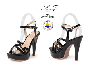 Sandalia de Tacón con Detalle de Corazón 4C2015STA - Negro
