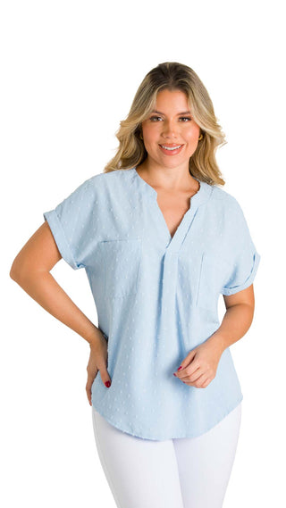 Blusa Formal Suelta 7B6188B - Azul