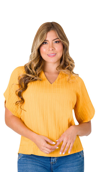 Blusa Escote en V 5B5161B - Mostaza