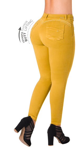 Jean Push – Up con Detalles en Bolsillos Area 7 40727PDT-B - Mostaza