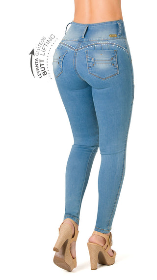 Jean LevantaCola Skinny Pretina Ancha CHNT 71344PAP-B - Azul Medio