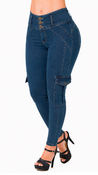 Jeans Levantacola 52795PAT-B - Azul