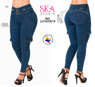 Jeans Levantacola 52795PAT-B - Azul