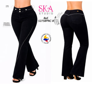Jeans Levantacola Campana 52758PNC-B - Negro