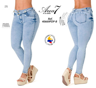 Jean Levanta Cola Skinny Area7 40669PDP-B - Azul Claro