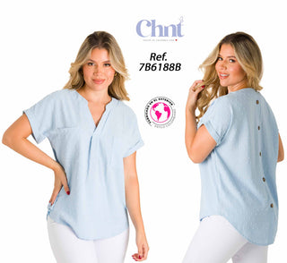 Blusa Formal Suelta 7B6188B - Azul