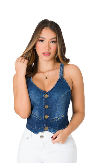 Chaleco Denim Sin Mangas 2B6430CL - Azul