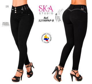 Jeans Moda Levantacola 52799PAP-B - Negro