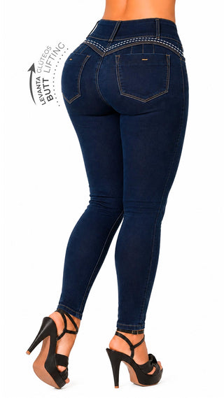 Jean Skinny Levantacola Tiro Alto 52821PNP-B