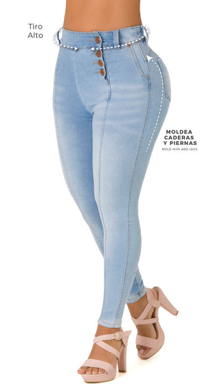 Harriet Jeans Levantacola Bota Skinny 71138PDP-B - Azul Medio