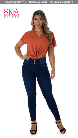 Blusa Con Recogido Frontal 5B4662B - Ladrillo